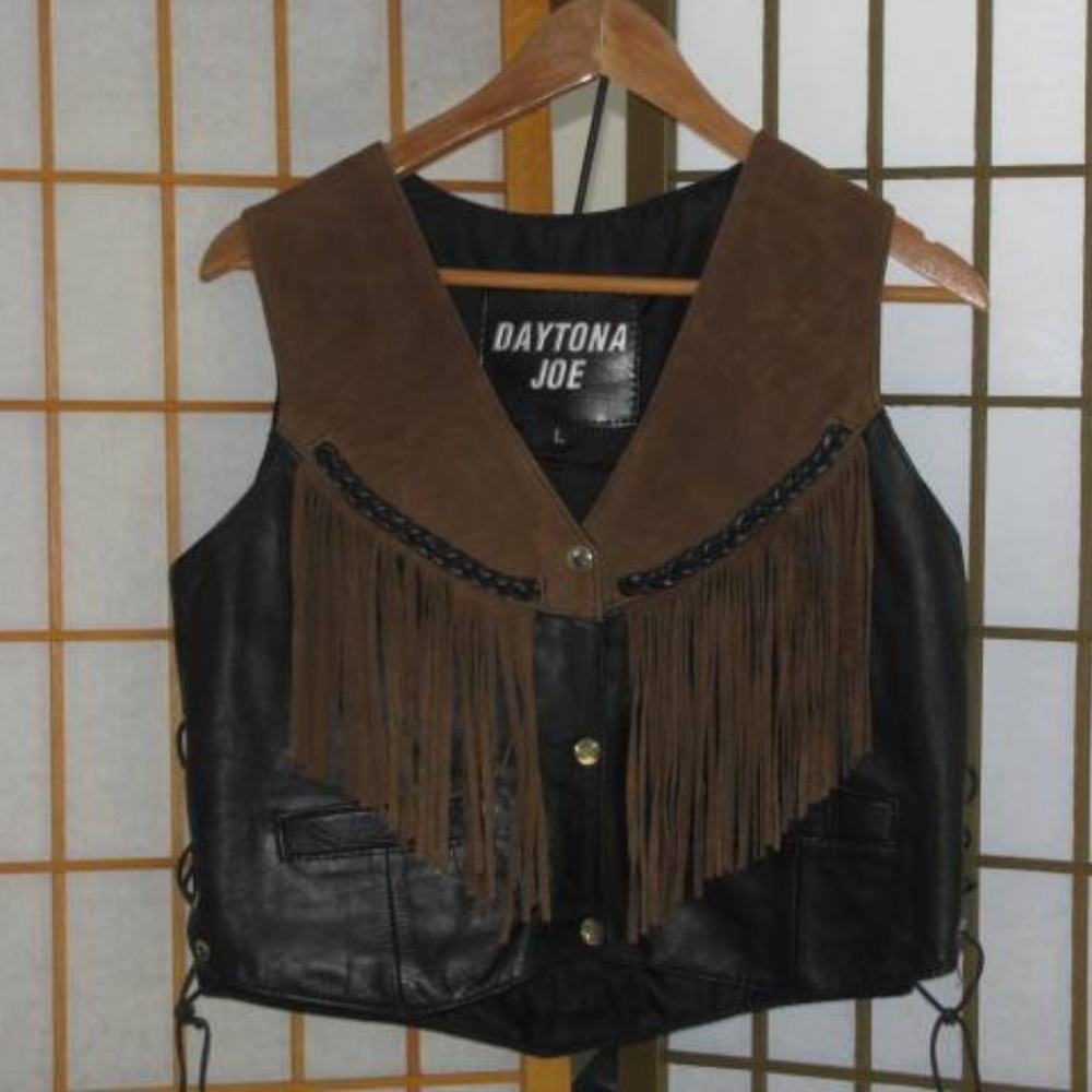 Leather Fringed Motorcycle Vest